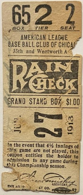 1913 Cleveland Naps Ticket Stub 207