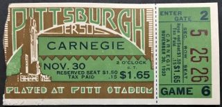 1933 NCAAF Pittsburgh Panters ticket stub vs Carnegie 8