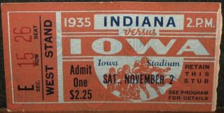 1935 Iowa Hawkeyes ticket stub vs Indiana 161