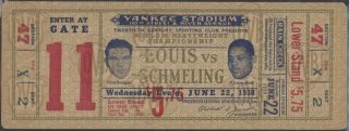 1938 Boxing Max Schmeling Joe Louis Full Ticket 495