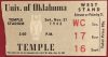 1942 NCAAF Temple Owls ticket stub vs Oklahoma