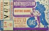 1943 NCAAF Northwestern ticket stub vs Notre Dame