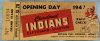 1947 Cleveland Indians Opening Day Ticket Stub