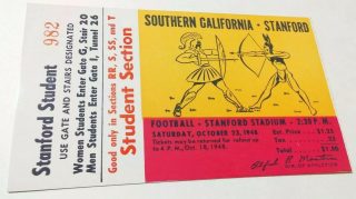 1948 NCAAF Stanford ticket stub vs USC 25