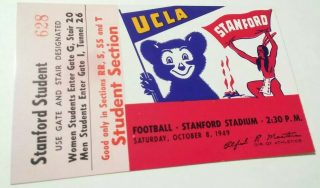 1949 NCAAF Stanford ticket stub vs UCLA 25