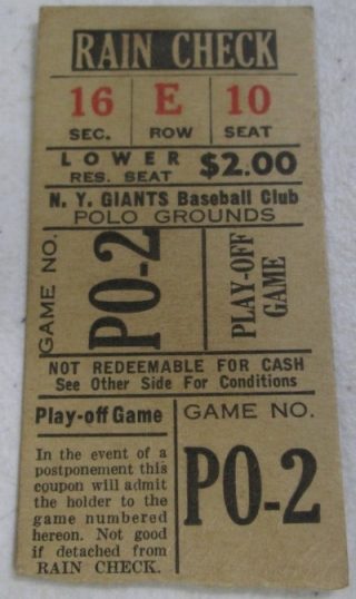 1950s New York Giants Baseball Ticket 2314