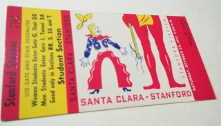 1951 NCAAF Stanford ticket stub vs Santa Clara 20