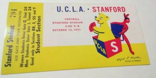 1951 NCAAF Stanford ticket stub vs UCLA 25