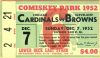 1952 Chicago Cardinals ticket stub vs Browns