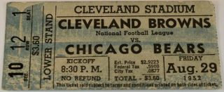 1952 Cleveland Browns ticket stub vs Bears 30