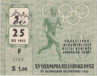 1952 Olympic Games Soccer Quarterfinal ticket stub Yugoslavia vs Germany 30