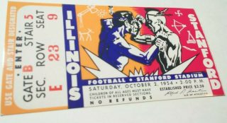 1954 NCAAF Stanford ticket stub vs Illinois 25