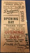 1955 Brooklyn Dodgers Opening Day ticket stub