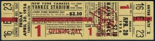 1956 Brooklyn Dodgers Opening Day ticket stub vs Red Sox 255