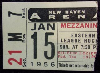 1956 EHL New Haven Blades Ticket Stub