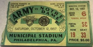 1957 NCAAF Army vs Navy ticket stub 10