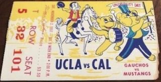 1957 NCAAF UC Berkeley ticket stub vs UCLA ticket stub 30