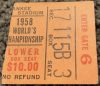 1958 NFL Championship Game ticket stub Colts vs Giants