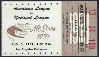 1959 MLB All Star Game ticket stub Mantle Drysdale 89