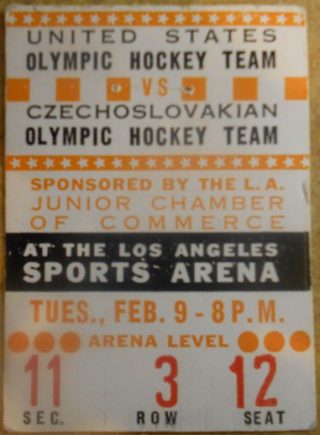 1960 Hockey United States ticket stub vs Czechoslovakia
