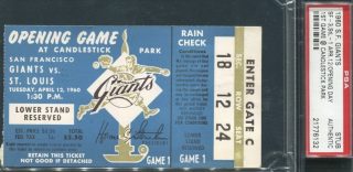 1960 San Francisco Giants Opening Day ticket stub vs Cardinals 153