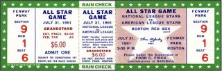 1961 MLB All Star Game ticket Boston 12