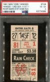 1961 Roger Maris Home Run 61 ticket stub