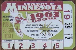 1963 Minnesota Gophers football public season ticket cards