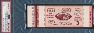 1964 AFL Buffalo Bills Full Ticket vs Oilers PSA 5 162.50
