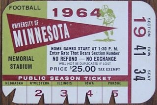1964 Minnesota Gophers football public season ticket cards