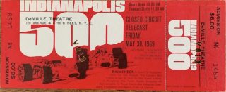1969 Indianapolis 500 ticket stub 12.10