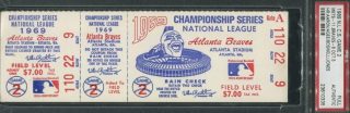 1969 NLCS Game 2 ticket stub Mets vs Braves 110