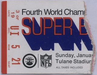 1970 Super Bowl ticket stub Chiefs vs Vikings 153