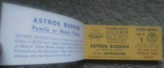 1971 Houston Astros Buddies kids coupon Fun Book ticket