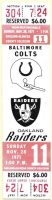 1971 Oakland Raiders Full Ticket vs Baltimore Colts