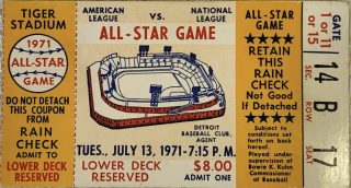 1971 Tiger Stadium All-Star Game Ticket Stub Reggie Jackson Homerun 76.50