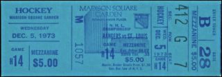 1974 New York Rangers ticket stub vs Blues 10