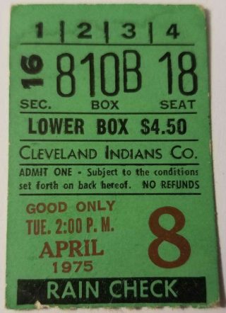1975 Frank Robinson Home Run 575 ticket stub 400