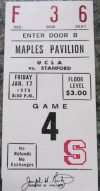 1975 NCAAMB Stanford ticket stub vs UCLA