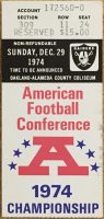 1974 AFC Championship Game ticket stub Raiders vs Steelers