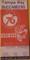 1976 Denver Broncos ticket stub vs Buccaneers