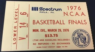 1976 NCAAMB Final Indiana vs Michigan ticket stub 40