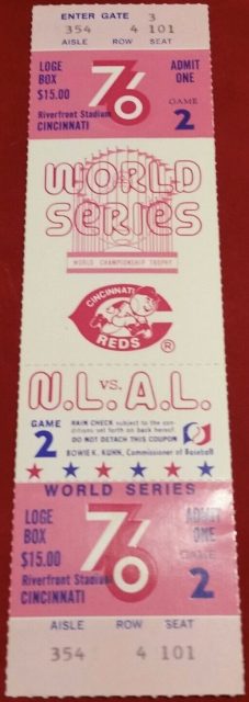 1976 World Series Game 2 Full Ticket Reds vs Yankees 200