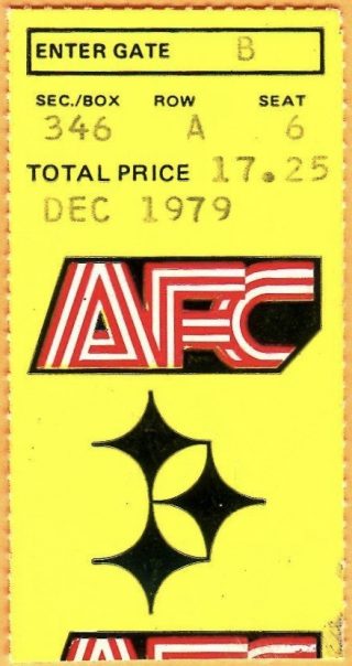 1979 AFC Playoffs ticket stub Steelers vs Dolphins 30