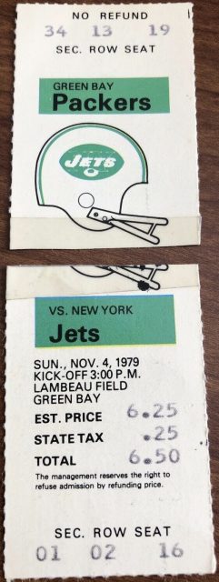 1979 Green Bay Packers ticket stub vs Jets James Lofton Salute 6