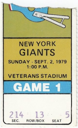 1979 New York Giants ticket stub vs Eagles 10