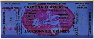 1980 American Football Association Ticket Carolina Chargers vs Jacksonville 14