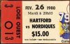 1980 Quebec Nordiques ticket stub vs Hartford