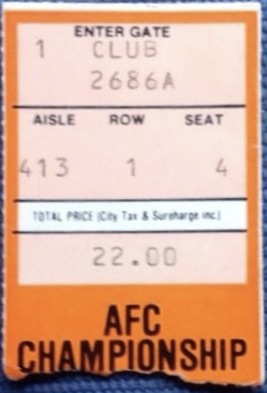 1982 AFC Championship ticket stub Chargers vs Bengals