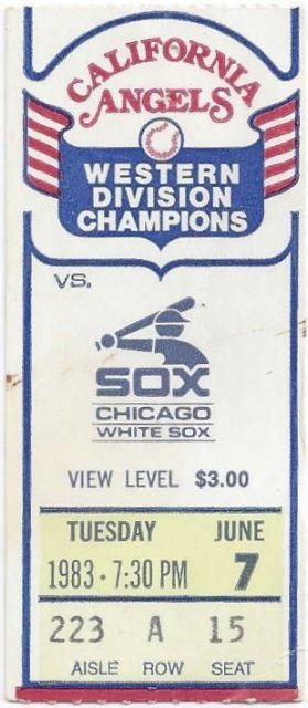 1983 California Angels ticket stub vs White Sox 5